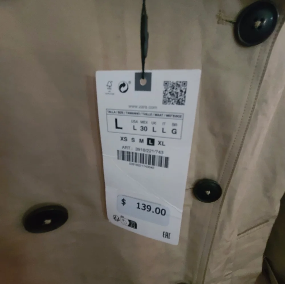 Zara Light Beige Belted Trench Coat - Picture 9 of 12